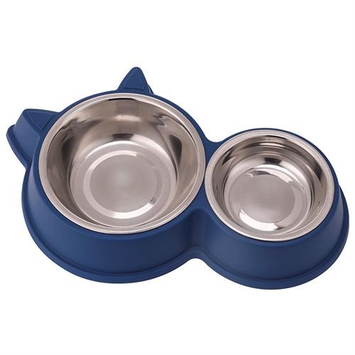 Cat Shape Double-Bowl Dog Cat Feeder